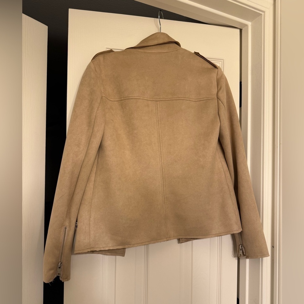 INC  Women's Faux Suede Moleskin Motorcycle Jacket Top Size M - Picture 5 of 5